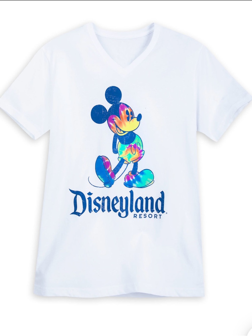 NWT Walt Disney World White Tie Dye Mickey Mouse V-Neck Short Sleeve Shirt - M